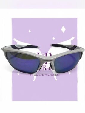 Oakley White Glitter Sparkle With Purple Accents Y2K with Purple Mirrored Lenses